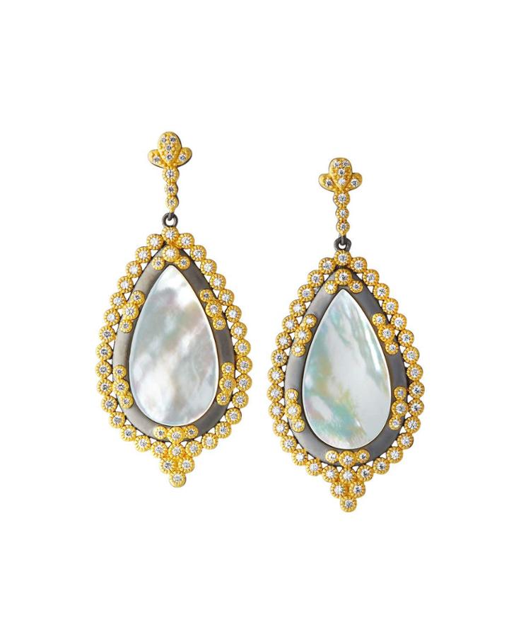Mother-of-pearl Large Framed Teardrops Earrings