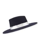 Harlowe Wool Fedora Hat W/ Imitation Silver