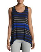 Striped Scoop-neck High-low Tank, Electric