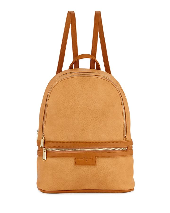 Textured Faux-leather Medium Backpack