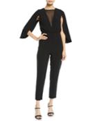 Can't Stop Won't Stop Mesh-panel Cape Jumpsuit