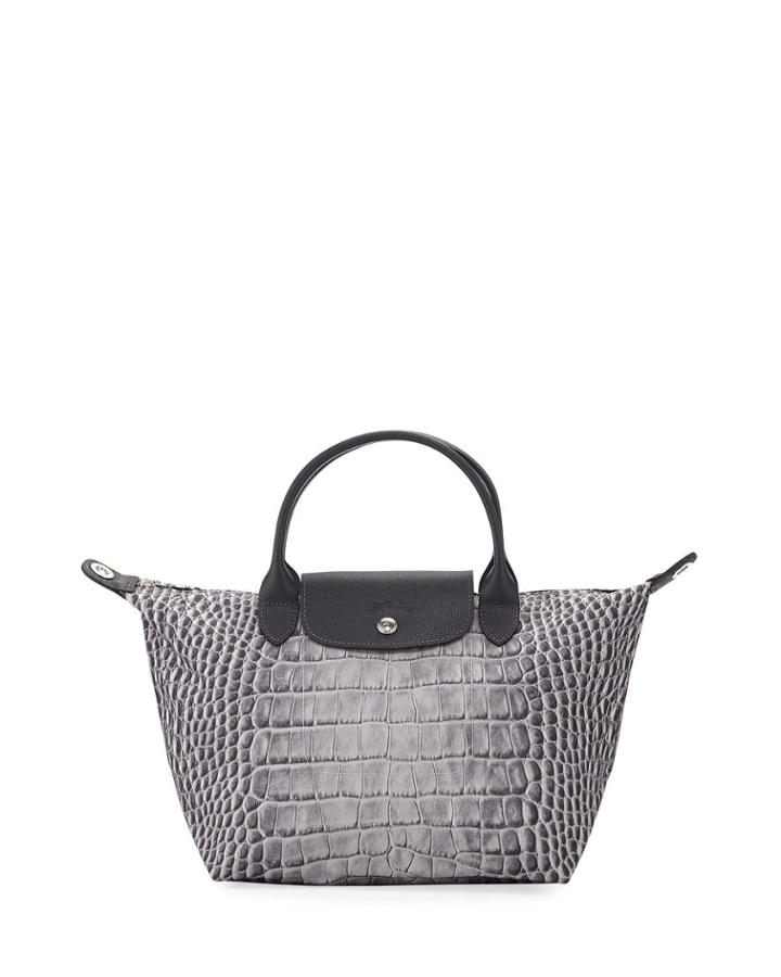 Le Pliage Small Croco Handbag With