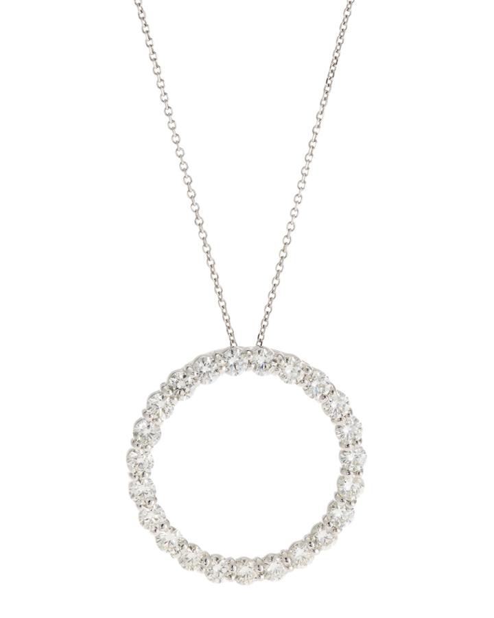 18k Diamond Circle Pendant Necklace,