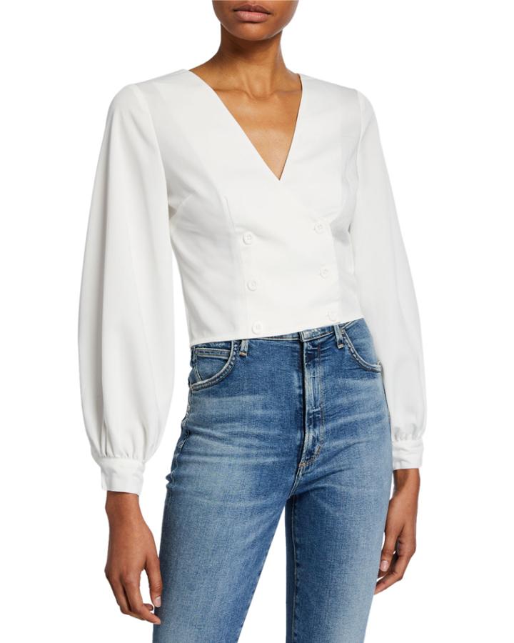 Circuit Cropped Puff-sleeve Top
