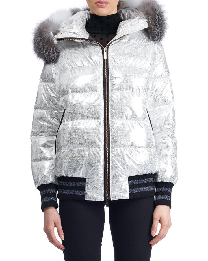 Apres-ski Short Quilted Puffer Jacket W/ Fox-fur Hood