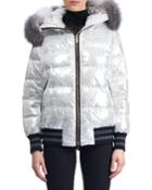 Apres-ski Short Quilted Puffer Jacket W/ Fox-fur Hood