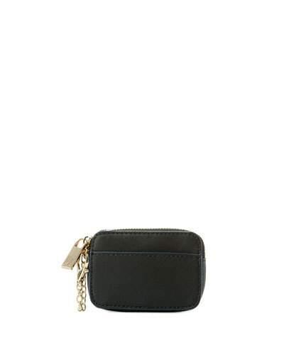 Saffiano Faux-leather Coin Pouch, Black