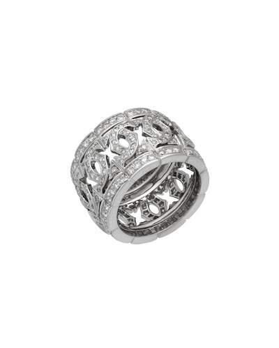 18k White Gold Diamond Interlocking C Band Ring,