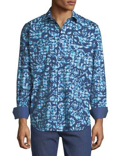 Classic-fit Floral-cutout Gingham