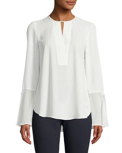 Brigitta Necklace Bell-sleeve Blouse