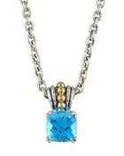 Prism Small Blue Topaz Cushion Pendant Necklace