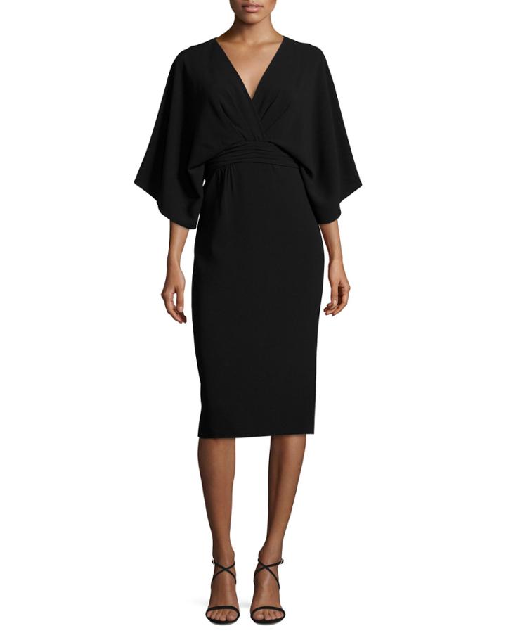 Kimono Stretch-crepe Dress, Black