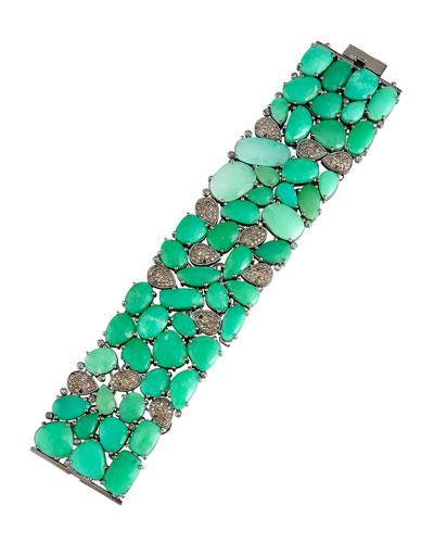 Chrysoprase & Champagne Diamond Cuff Bracelet