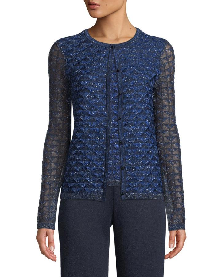 Metallic Diamond Lace Knit Cardigan