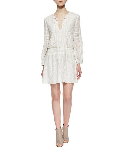 Margaux Embroidered Smock-waist Dress