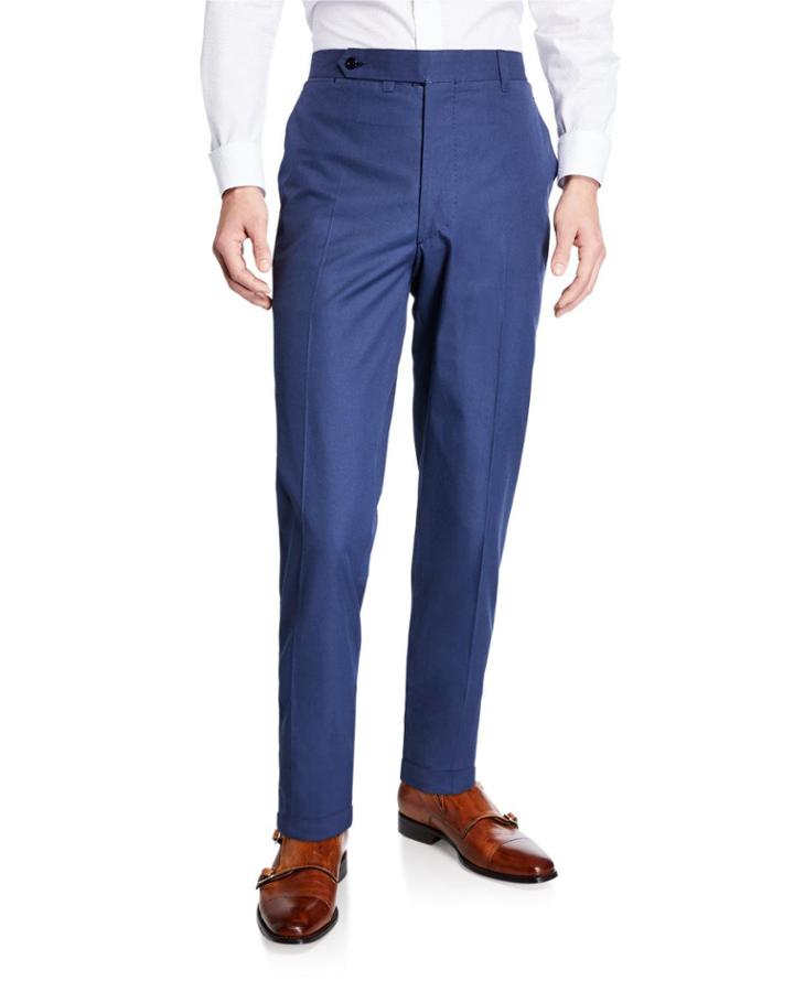Men's Flat-front Twill Trousers