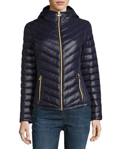 Packable Quilted Jacket W/hood, Navy