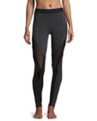 Frame Mesh-panel Sport Leggings, Dark Gray Heather/black
