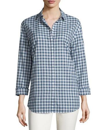 Sabira Long-sleeve Gingham Blouse,