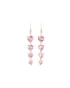 Crystal Heart Drop Earrings, Pink