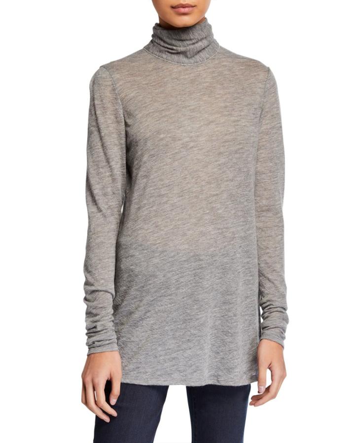 Dresden Turtleneck Long-sleeve Cashmere Jersey Top