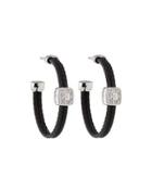 Noir Steel & 18k Diamond Cable Hoop Earrings