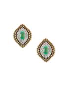 Moroccan Green Onyx Earrings, Golden