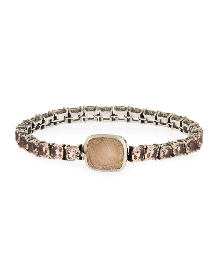 Pale Quartz Crystal Bracelet W/carved