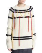 Crewneck Floating Yarn Striped Wool Knit