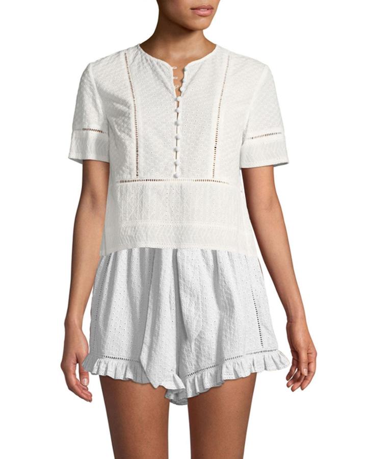 Embroidered Button-down Tee
