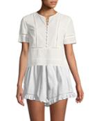 Embroidered Button-down Tee