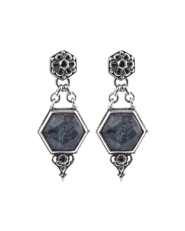 Specular Hematite Doublet Dangle Earrings