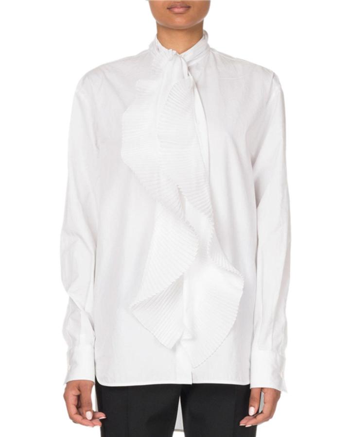 Ruffle-front Poplin