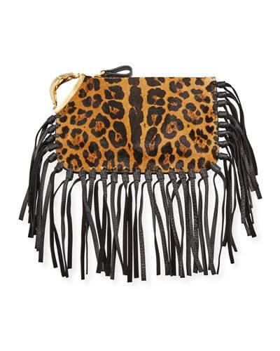 Cheetah-print Zodiac Clutch Bag