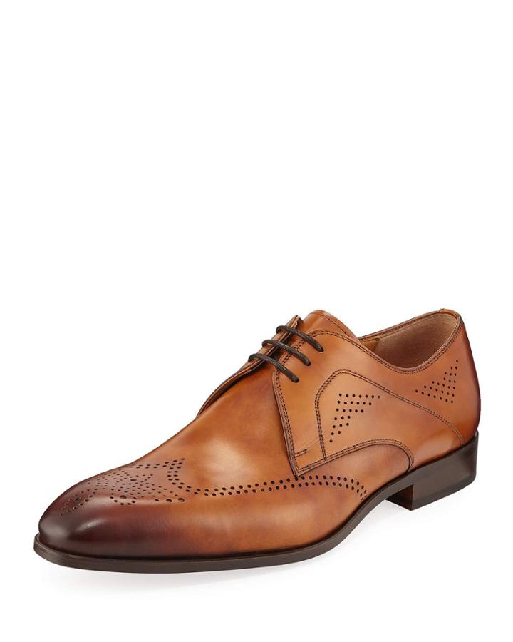 Men's Antiqued Leather Wingtip Oxfords