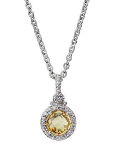 Round Canary Crystal & White Sapphire Pendant Necklace