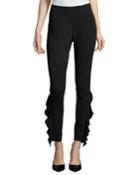 Fholan Slim-fit Ponte Pants W/ Ruffled Trim