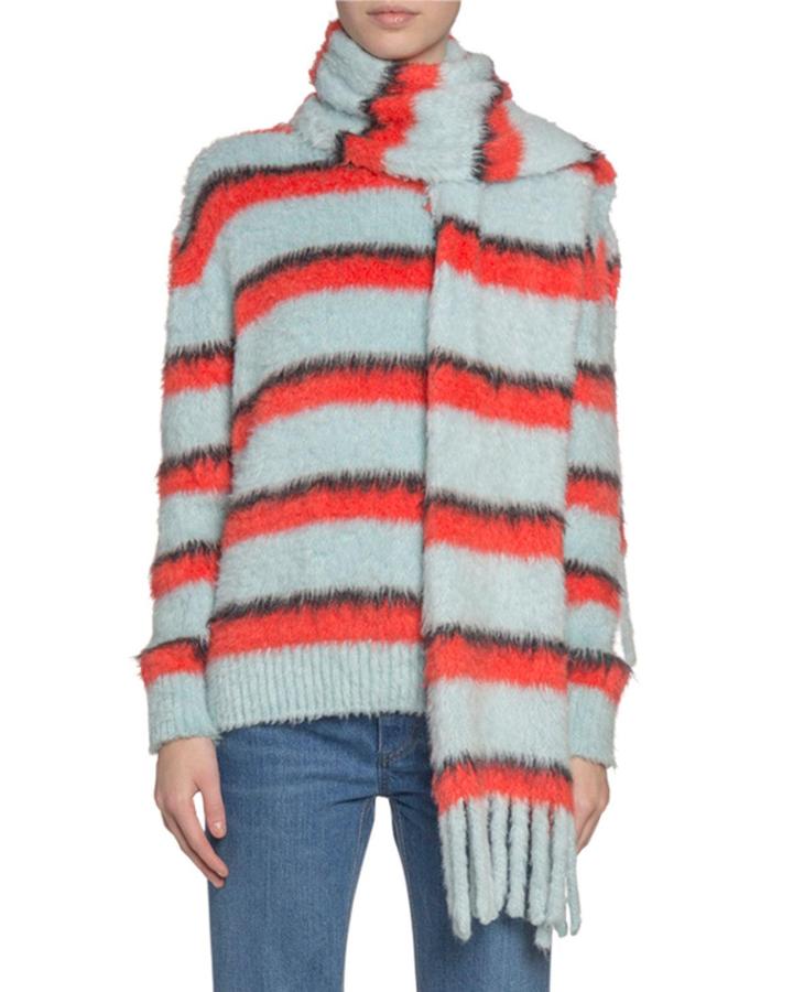 Fuzzy Striped Silk-knit