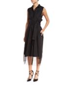 Sleeveless Tulle Cross-front