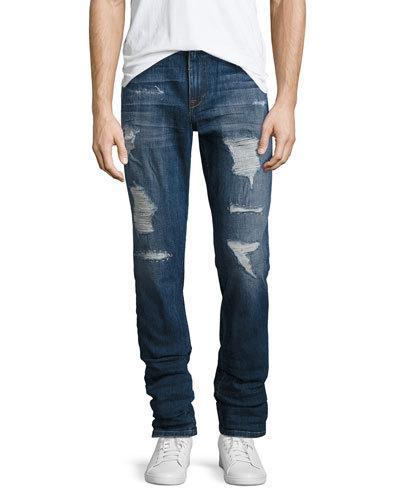 The Slim Fit Distressed Jeans, Blue
