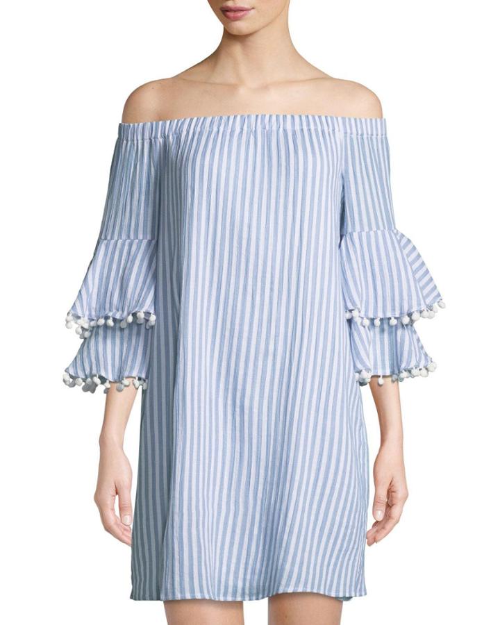 Off-the-shoulder Pompom-trim
