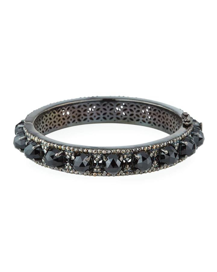 Black Spinel Diamond-trim Bangle
