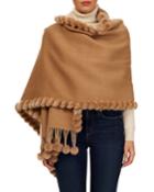 Double-face Cashmere/wool Stole With Rex Rabbit Fur