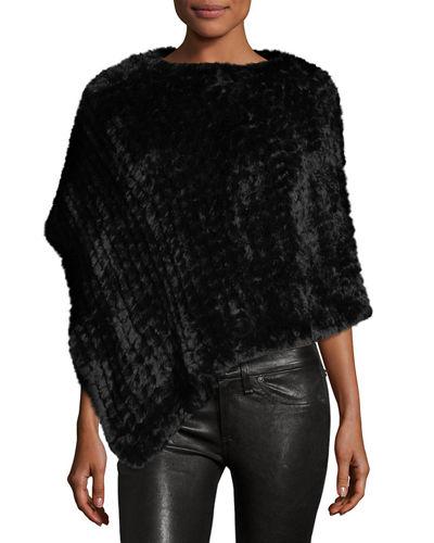 Faux Fur Knit Poncho