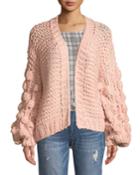Chunky-knit Balloon-sleeve Cardigan
