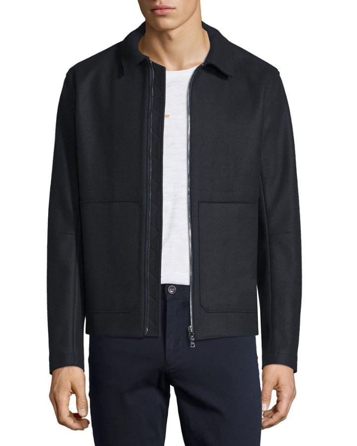 Raw-edge Zip-up Utility Jacket