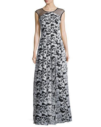 Sequin Embroidered Illusion-yoke Gown
