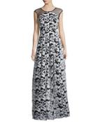 Sequin Embroidered Illusion-yoke Gown