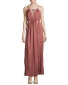 Kendall Cutout Satin Maxi Dress, Brick
