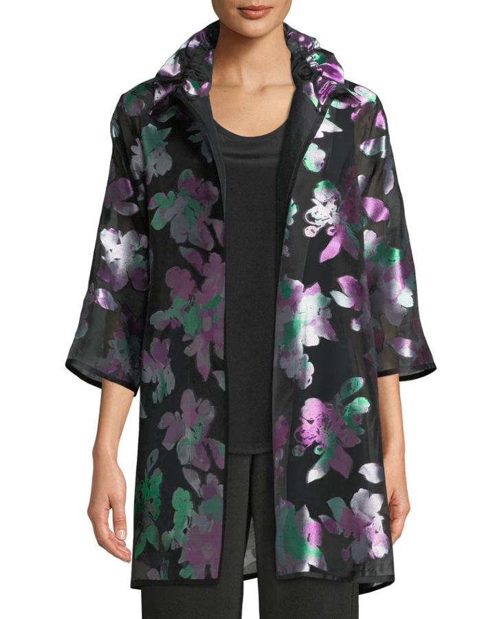 Plus Size Passion Flower Devore Silk-blend Topper